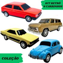 Kit Carrinhos de Colecionador Fusca Opala Veraneio Gol Quadrado Miniatura Realista Carros Antigos