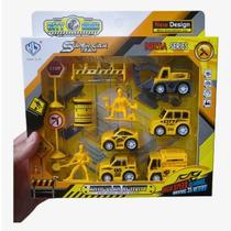 Kit Carrinhos E Acessórios Cidade Em Construção - Amarelo