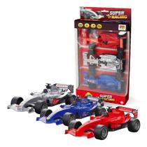 Kit Carrinhos F1 Fricção Pullback Super Racing Com Luz E Som