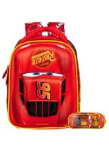 Kit Carros Mochila Costas Mini + Estojo Duplo Original