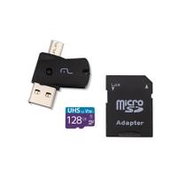 Kit Cartão de Memória 128Gb Adaptador USB dual drive Vídeos Fotos Full Multi HD MC153 - Multilaser