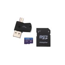 Kit Cartão de Memória 32Gb Adaptador USB dual drive Vídeos Fotos Full Multi HD MC151
