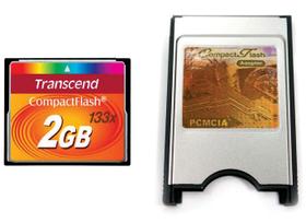 Kit Cartão de Memória Compact Flash CF 2GB Transcend 133x + Adaptador PCMCIA Universal