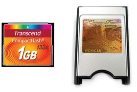 Kit Cartão Memoria Compact Flash CF 1GB Transcend 133x + Adaptador PCMCIA Universal