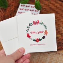 Kit Cartão Social Personalizado Feliz Natal Papel Marcate 250g + Envelope - Maiáh Ateliê Gráfico