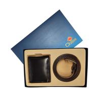 Kit Carteira Cinto Classe Couro Legítimo Social Masculino Marrom Café SB173