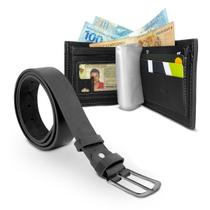 Kit Carteira Couro Masculina + Cinto Masculino Social Luxo