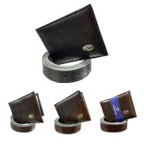 kit Carteira e Cinto Porta Cartão Doc Masculino Bolsa Moda Slim Pai Acessório Social Executivo