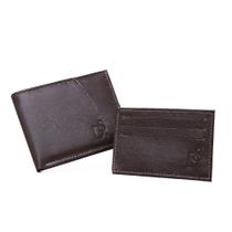 Kit Carteira Masculina Grande em Couro e Porta Moedas Extra Divisorias Cartoes