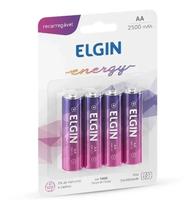 Kit Cartela 4 Pilhas AA 2500Mah Recarregáveis Elgin Kit Cartela 4 Pilhas AA 2500Mah Recarregáveis Elgin