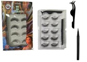 Kit Cartela C/ 5 Pares Cílios Magnetico + Aplicadores 5D Sabrina Sato