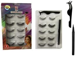 Kit Cartela C/ 5 Pares Cílios Magnetico Aplicadores 5D Sabrina Sato