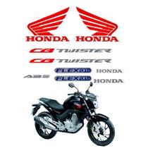Kit Cartela Faixas Adesivas Honda Cb Twister 250 2016 Preta Jogo Adesivo Completo