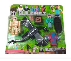 Kit Cartelado 5 Bonecos Minecreft Com Dragon