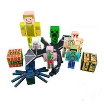 Kit Cartelado Minecraft 3 Bonecos + Dragão+ Creeper + Aranha