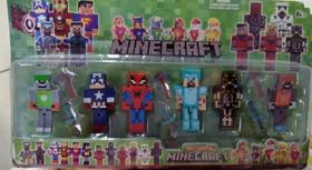 Kit Cartelado Minecraft Com 6 Bonecos Heróis
