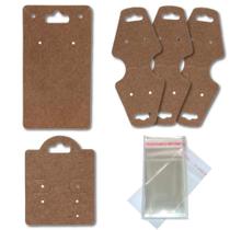 Kit Cartelas de Bijuterias Brinco Pulseiras e Colar Saquinho