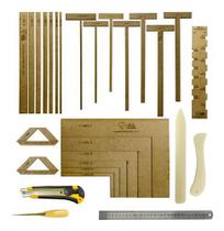 Kit Cartonagem Encadernação Gabarito Régua Estilete Vincador