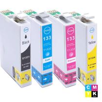 Kit cartucho compatível com epson to1331 preto, to1332 ciano, to1333 magenta e to1334 amarelo