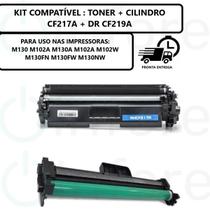 Kit Cartucho de Cilindro CF219a + Toner CF217a Compatível M102W M132 M130fw