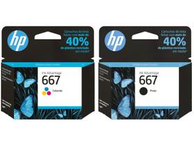 Kit Cartucho de Tinta HP 667 Preto - Original + Cartucho de Tinta HP 667 Colorido