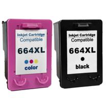 Kit Cartucho de Tinta Preto + Color Compatível 664XL F6V30A 2136 1115 3636 3635 3836 3776