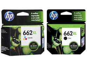 Kit Cartucho HP 662XL Colorido Original + Cartucho HP 662XL Preto Original Alto Rendimento