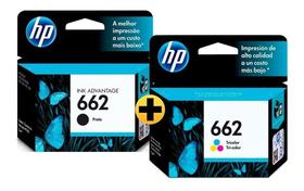 Kit Cartucho Tinta HP Original Modelo 662 Preto E Colorido Kit Cartucho Tinta HP Original Modelo 662 Preto E Colorido