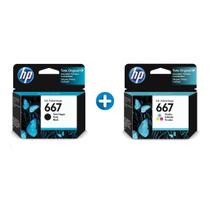 Kit Cartucho Tinta Original Hp 667 Preto/colorido 2376 2774