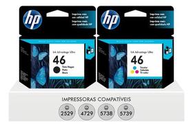 Kit Cartuchos 46 Preto CZ637AL 46 Colorido CZ638AL Lacrados Kit Cartuchos 46 Preto CZ637AL 46 Colorido CZ638AL Lacrados