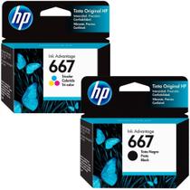 Kit Cartuchos de Tinta HP Ink Advantage 667 - Preto + Colorido Original