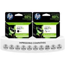 Kit Cartuchos НР 667 Xl Preto Color 1275 2376 2775 2776 6475
