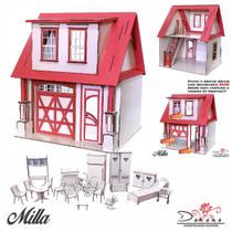 Kit Casa boneca escala Barbie garagem Milla RUBRUM 18 MOV RB