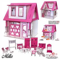 Kit Casa Boneca Escala Barbie Garagem Milla Sonhos 18 Mov Ss