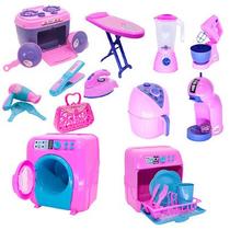 Kit Casa Brinquedo Fogão Cachorro Máquina Lavar Beleza 22p