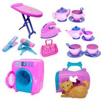 Kit Casa Brinquedo Xícara Cachorro Máquina Lavar Beleza 24P Kit Casa Brinquedo Xícara Cachorro Máquina Lavar Beleza 24P