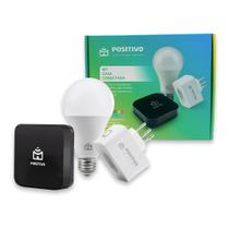 Kit Casa Conectada Positivo Casa Inteligente - Controle Universal, Lâmpada Wi-Fi 10W e Plug 1000W - Cobertura 360