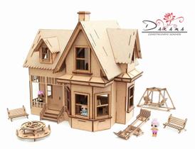 Kit casa de bonecas com 29 moveis para mini bonecas compatível com lol e polly ivy natural - darama