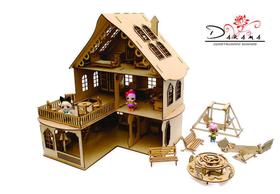 Kit casa de bonecas com 29 moveis para mini bonecas mod. cindy mdf natural - darama