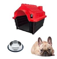 Kit Casa Pet Plástica N2 Médio + Pote Tigela Inox Ração Água