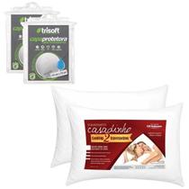 Kit Casadinho 2 Travesseiros Ortobom + 2 Capas Impermeáveis