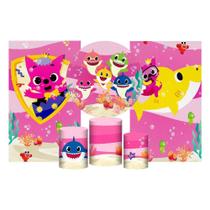 Kit Casado Baby Shark Painel Redondo Trio Capas Cilindro 2