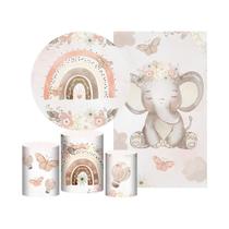 Kit Casado Boho Elefante Painel Redondo Trio Capas Cilindro