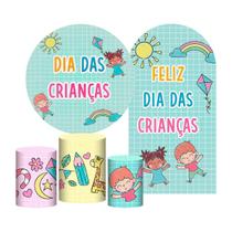 Kit Casado Dia Das Crianças Painel Redondo Trio Capas