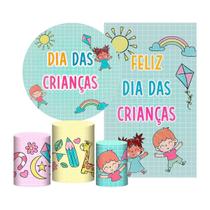 Kit Casado Dia Das Crianças Painel Redondo Trio Capas