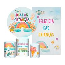 Kit Casado Dia Das Crianças Painel Redondo Trio Capas - Prime Decor Festas