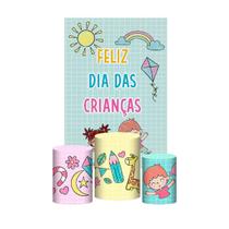 Kit Casado Dia Das Crianças Trio Capa Cilindro Retangular