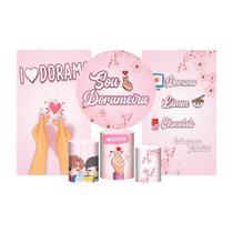 Kit Casado Dorama 3D Painel Redondo Trio Capas Cilindro 2