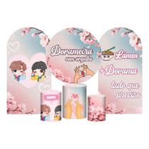 Kit Casado Dorama 3D Painel Redondo Trio Capas Cilindro 2