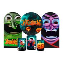 Kit Casado Halloween Painel Redondo Trio Capas Cilindro 2